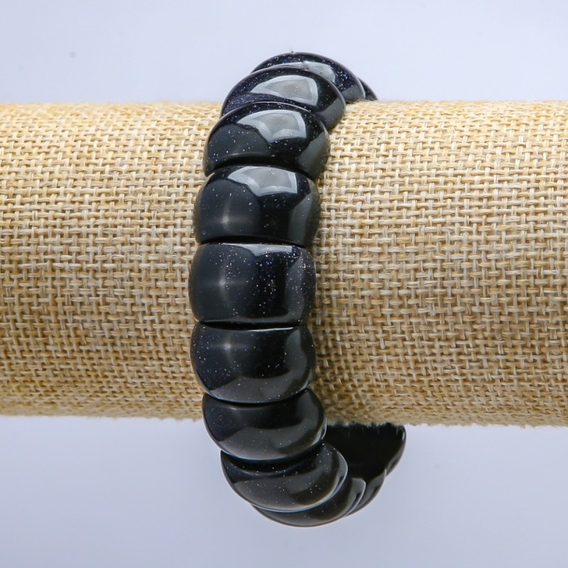 Bracelet élastique en aventurine, maillons lisses 20×12 mm+
