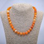 Collier en agate orange mate, diamètre 10 mm, longueur 45 cm+-