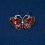 Broche Papillon en métal doré, émail, strass vert 48 × 27 mm +