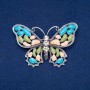 Broche Papillon argenté avec émail et strass 48 × 70 mm +