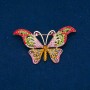 Broche Papillons métal doré, strass multicolores 64×37 mm +