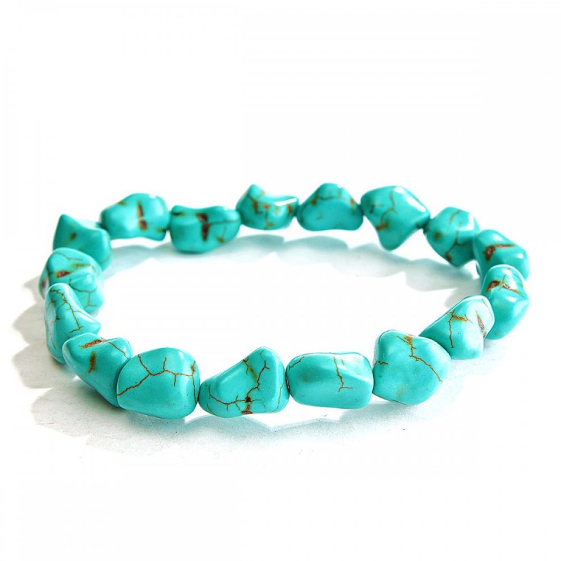 Bracelet élastique en turquoise verte veinée «galutage»