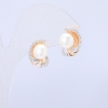 Boucles d'oreilles Xuping en or plaqué 18K avec strass blancs et perles de Majorque, diamètre 15x11 mm +
