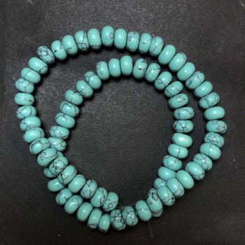 Perles Turquoise (imitation) Rondelle lisse, diamètre 8×5 mm, longueur 40 cm ±