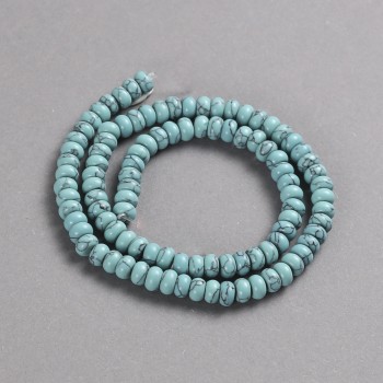Perles Turquoise (nom.) Rondelle lisse, diamètre 6×4 mm + -, longueur 39 cm +