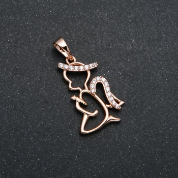 Pendentif Xuping Ange doré 18K avec strass blancs, diamètre 27×14 mm +