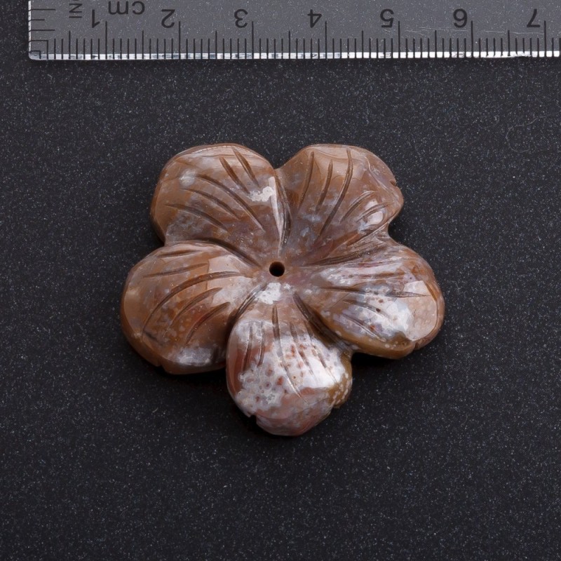 Fourniture Fleur en jaspe naturel, diamètre 41 mm