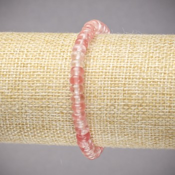 Bracelet élastique en calcédoine naturelle, rondelle lisse, diamètre 6×4 mm ±, longueur 18 cm