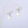 Boucles d'oreilles Xuping puces avec perle blanche, rhodié, diamètre 18×12 mm +