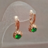 Boucles d'oreilles Xuping dorure 18K avec cristal vert, diamètre 27×10 mm +