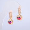 Boucles d'oreilles Xuping doré 18K avec cristal bleu-framboise, diamètre 27×10 mm +