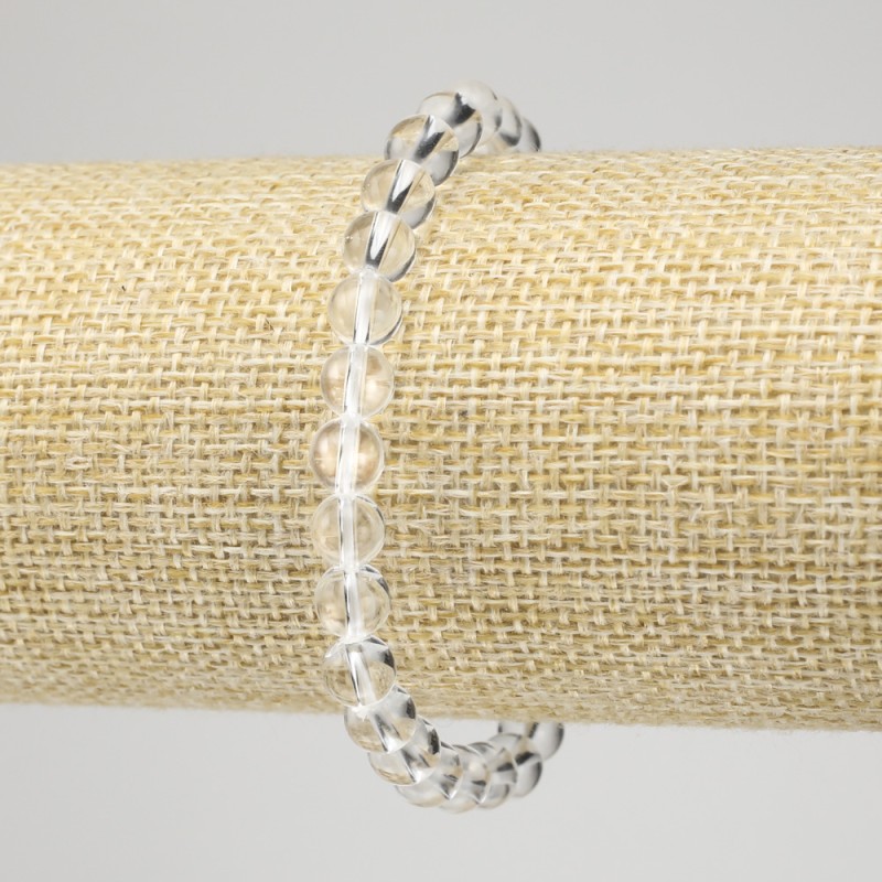 Bracelet élastique en cristal de roche, billes lisses de 6 mm+
