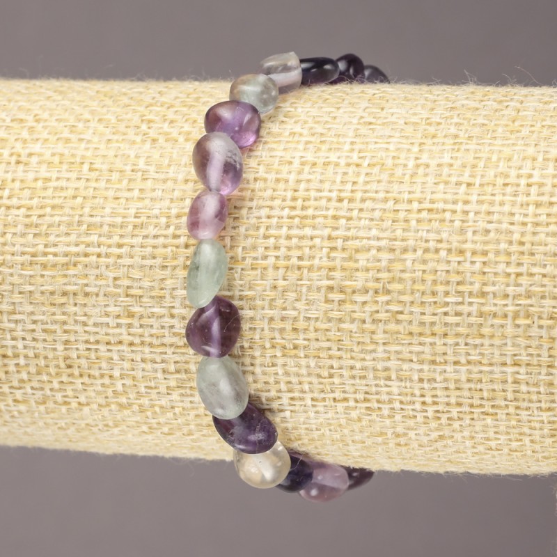 Bracelet élastique en fluorite naturelle taillée, diamètre 7 × 9 mm +