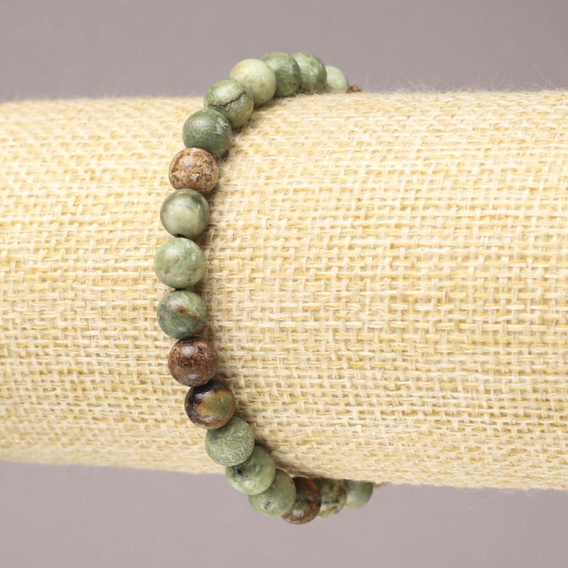 Bracelet élastique en jaspe vert, perles rondes lisses de 6 mm+