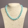 Collier en pierres naturelles d'aigue-marine, perles rondes lisses, diamètre 10 mm ±, longueur 45 cm ±