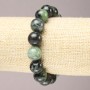 Bracelet élastique en zoïsite naturel — perles lisses, diamètre 12 mm+