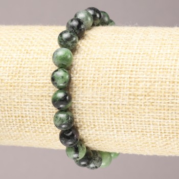 Bracelet élastique en zoïsite naturelle, perles lisses, diamètre 8 mm (±)