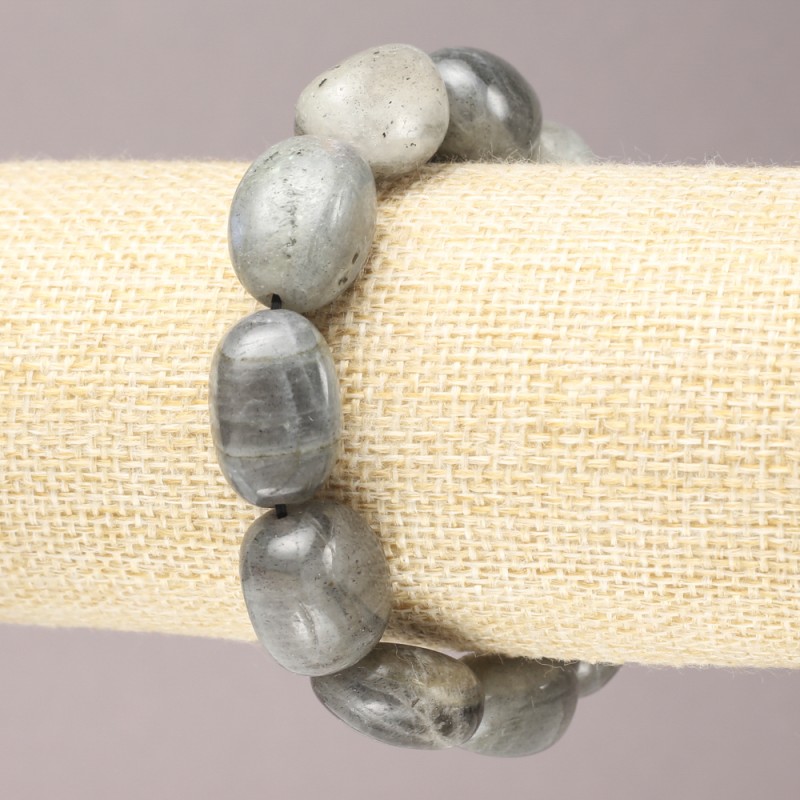 Bracelet élastique en labradorite taillée, diamètre 16×13 mm+
