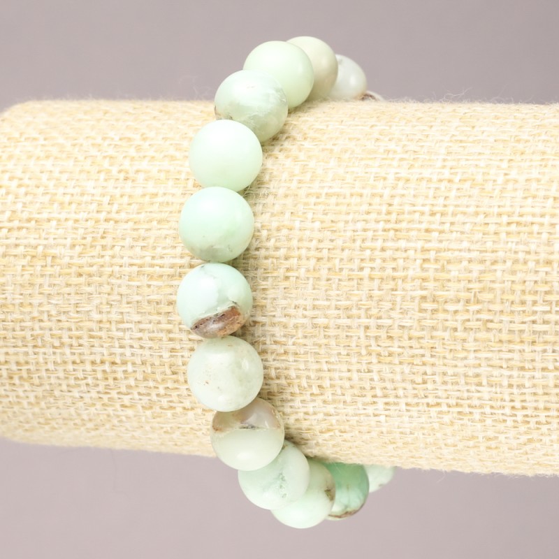 Bracelet élastique en chrysoprase, billes lisses, diamètre 10 mm+