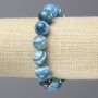 Bracelet élastique en agate bleue, boules lisses, diamètre 12 mm+