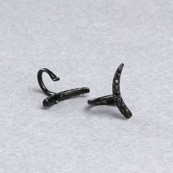 Cuff d'oreille Xuping en rhodium noir avec strass noirs 10×12 mm +
