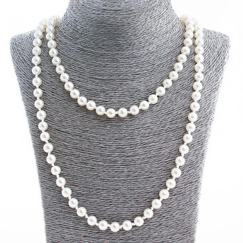 Collier long de perles synthétiques, diamètre 8 mm, 120 cm +