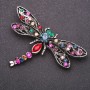Broche Papillon avec strass multicolores, 70×45 mm, métal gris