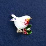 Broche «Oiseau» en métal doré et émail 40×26 mm +