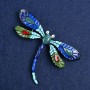 Broche Papillon métal argenté et émail 70 × 50 mm +
