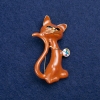 Soldes ! Broche «Chaton» en métal doré, émail et cristal 50×30 mm +