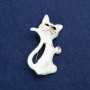 Broche Chaton en métal doré, émail et cristal, 50×30 mm +