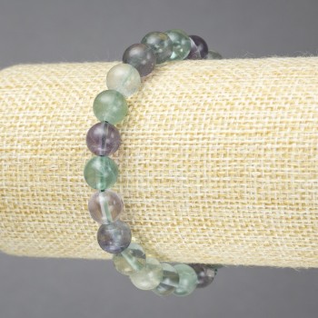 Bracelet élastique en fluorite naturelle, billes lisses de 8 mm de diamètre+