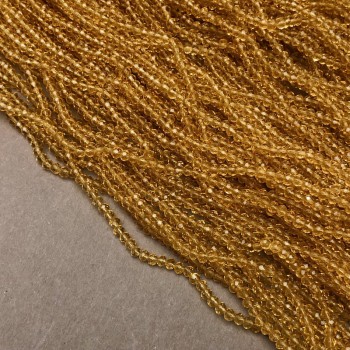 Perles de cristal tchèque sur fil jaune miel transparent rondelle facettée, diamètre 3 × 2,5 mm, longueur 36 cm +