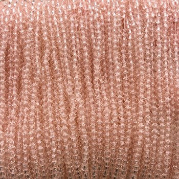 Perles de cristal tchèque sur fil, roses pâles et transparentes, rondelle facettée, diamètre environ 3 × 2,5 mm, longueur 36 cm +