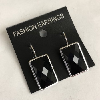 Boucles d'oreilles en agate facettée, monture lisse, pierre rectangulaire 37×30 mm, longueur 50 mm, en promotion