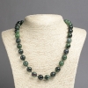 Collier en zoïsite naturelle, perles lisses, diamètre 12 mm, longueur 45 cm ±