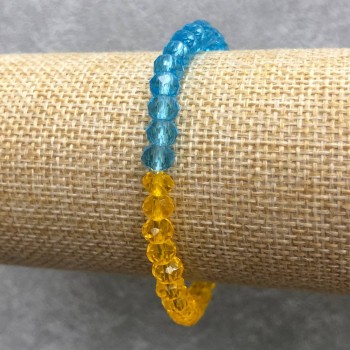 Bracelet élastique en cristal tchèque « Ukraine » – rondelles facettées, diamètre 6×4 mm, longueur 18 cm ±