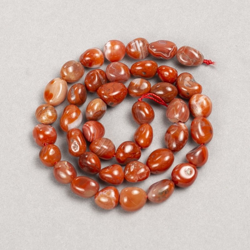 Perles sur fil en cornaline galetées, diamètre 8×10 mm +