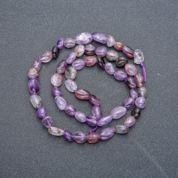 Perles sur fil en amétrine naturelle galetée, diamètre 7×5 mm, longueur 40 cm +