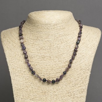 Collier en charoïte naturel, perles facettées 7×8 mm, longueur 45 cm+