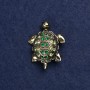 Broche Tortue en métal doré et strass 40 × 23 mm +