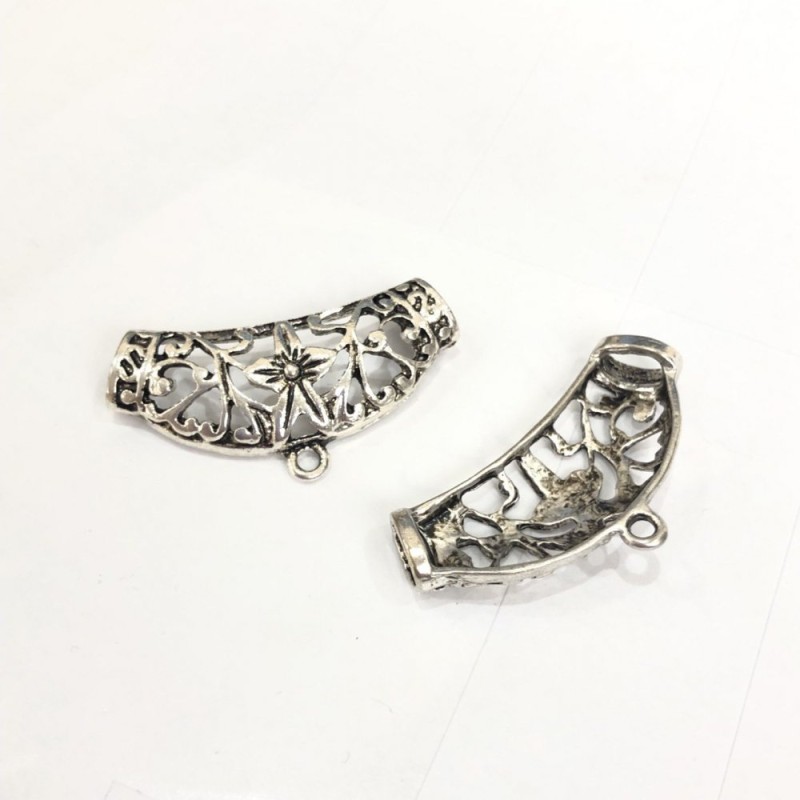 Lot de 5 bases de pendentif argenté 32×15 mm