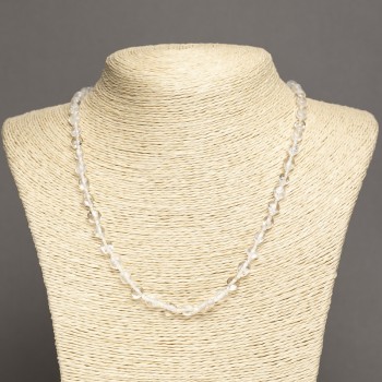 Collier en cristal de roche naturel taillé et facetté, diamètre 6×8 mm ±, longueur 45 cm ±