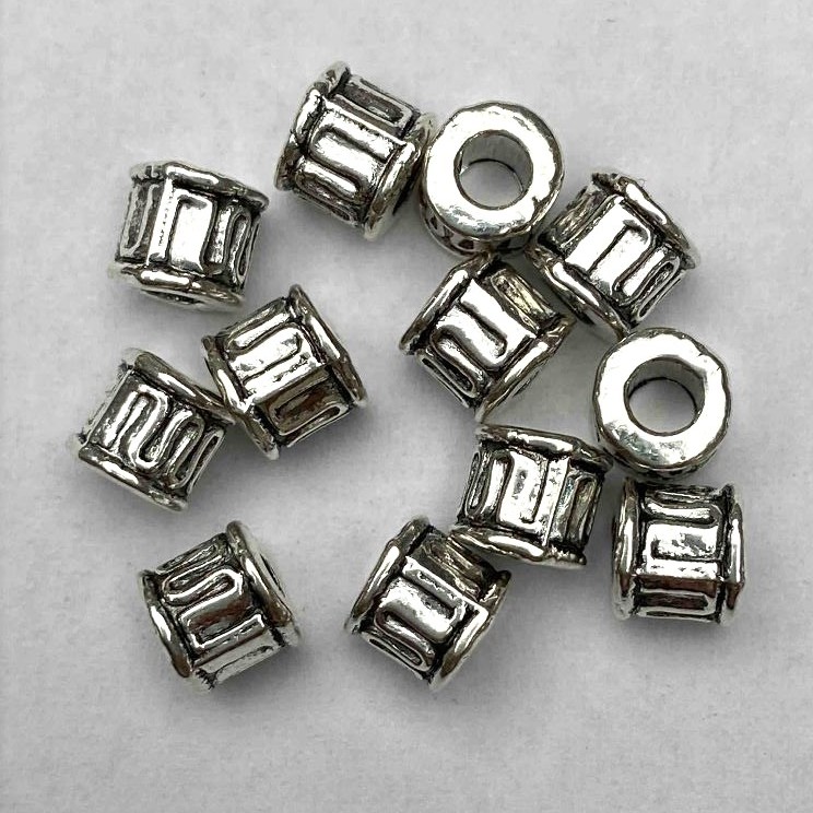 Fourniture : perle à insertion couleur argent 5×4,5 mm, conditionnement 26 pièces+