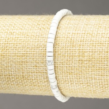 Bracelet élastique en pierre naturelle Kaholong rondelle, diamètre 4 × 2,5 mm ±, longueur 18 cm ±
