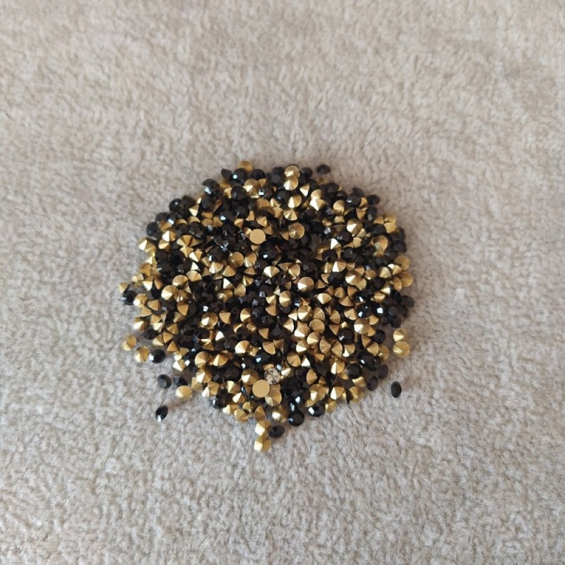 Strass pierres noires, diamètre 2,5 mm (+ -) emballage / 4 g (+ -)
