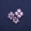 Broche-pendentif Fleurs avec Améthyste et Émail Violet, Métal Argenté 36×46 mm