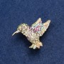 Broche Colibri doré métal et strass 25×33 mm +