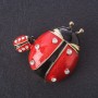 Broche «Coccinelles» émail rouge, couleur métal «or», série «insectes», 4 × 4 cm