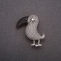 Broche Oiseau couleur métal gris 39×36 mm